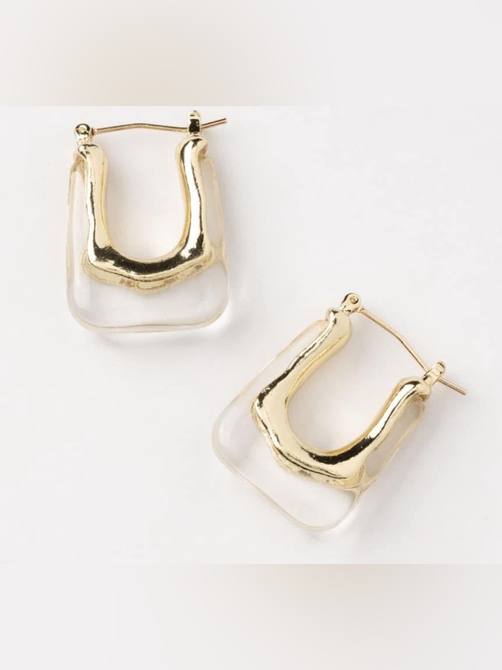 Plunder Design Rondure Modern Geometric Earrings Clear Acrylic and Gold